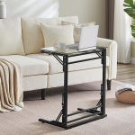 Tatub kokkupandav C-kujuline k&uuml;ljelaud, v&auml;ike karastatud klaasist k&uuml;ljelaud, diivan v&otilde;i voodi, kokkupandav TV-taldrik, s&uuml;learvuti laud musta metallraamiga, 24-tolline