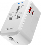 VOOMY reisipistik koos kiirlaadijaga &uuml;le 150 riigi, reisiadapter USB-laadijaga ja USB C laadijaga, matkatarvikud kiirlaadimisega 3.0, USB-pistik ja 20 W laadija USB C