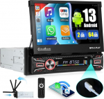 SIXWIN 1 DIN Android 13 autoraadio koos Carplay Androidi autospeeglilinkiga, 7-tolline puuteekraan, automaatne sissel&uuml;litus, Bluetooth Handsfree, WiFi, GPS, FM, EQ, USB, AUX-P2