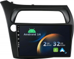 YUNTX Android 14 autoraadio Honda Civicile (2006-2011) [Integreeritud CarPlay/Android Car/GPS]-9-tolline IPS 2.5D puuteekraan koos kaameraga DAB / roolijuhtimine / MirrorLink / Bluetooth 5.0 / WiFi / USB / 4G
