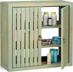 Relaxdays Vintage Bamboo Wall Cupboard 2 Doors Magnetic Closure 2 Shelves Bathroom & Kitchen HBT 50 x 52 x 20 cm Green