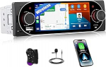 SIXWIN 1 DIN autoraadio koos CarPlay Android autoga, 5,1-tolline HD IPS puuteekraaniga raadio koos Bluetooth/Mirror Link/USB 2/FM/Type-C/EQ/juhtimisrattaga + mikrofoniga