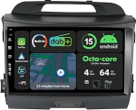 [4G+64G] IPS 9" Android 15 Autoradio F&uuml;r Kia Sportage 2010-2016 mit navi Octa Core-[Eingebauter DAB+/CarPlay/Android Auto/DSP/GPS/Bluetooth 5.0/WLAN/USB