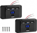 Linkstyle Pack of 2 auto laadimispaneelid 36 W PD USB-C & 18 W QC USB-A, auto laadimisseade koos LED voltmeetri ja l&uuml;litiga, sobib 12 V/24 V matkaauto, paadi, veoauto jaoks.
