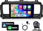 4G 128G VECHTEL 9-tolline Bluetooth autoraadio Citroen Jumpy 3/Peugeot Expert/Toyota Proace Carplay Android Car, Android 15, EQ, WiFi GPS, Mirror Link, RDS/FM raadio 2 DIN koos AHD tagurduskaameraga
