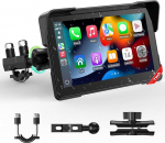 LAMTTO Schermo Wireless CarPlay e Android Car by Moto, Aggiornamento Portatile da 7 Pollici Con Touch Screen Impermeable IP67 Con Bluetooth Assistant Siri/G00gle