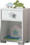 Muebles Pitarch Sweet Bedside Table 1 Drawer with Metal Guides White with Blue/Grey Star 56 x 40 x 33 cm (Height x Width x Depth) Children's Room