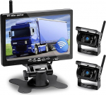 Hikity traadita tagurduskaamera 7-tolline matkaauto komplekt 2 jagatud tagumise kaameraga koos &ouml;ise n&auml;gemisega IP67 veekindel + videosalvestus veoautodele, haagistele, bussidele, autodele, haagissuvilatele, kaubikutele 12V-24V