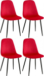 CLP Giverny Velvet Dining Room Chairs, Fabric, Upholstered Chair with Decorative Stitching, Floor Protectors, Colour: Red, Material: Velvet