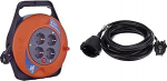 EMOS P19510 Mini kaablirull 10 m / 4-kohaline kaablikarp / kaablirull siseruumides kasutamiseks, 2300 W, 230 V & REV 0016050514 pikendus, pikenduskaabel nurkpistikuga 5 m, 3680 W, must