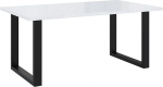 MEBLINI Brooklyn Dining Table White High Gloss Black Modern Kitchen Table White Dining Room Table Large Table Top 160 x 90 cm U-Legs White High Gloss Black Matt