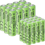 CICMOD AA ja AAA patareikomplekt, 24 tk laetavad patareid - 12 tk AA patareid 1200 mAh ja 12 tk AAA patarei 600 mAh 1,2 V NI-MH p&auml;ikesepatareid