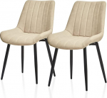 TUKAILAI Dining Room Chairs Set of 2 Faux Leather Kitchen Chairs with Backrest, Soft Cushions, Metal Legs, Ergonomic Chairs, Modern Chairs for Kitchen, Dining Room, Living Room, Reception Room, Beige