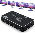 HDMI 1x4 Splitter 4K@60Hz EDID Auto-Sync & HDCP 2.2, PS5/Xbox jaoks - stabiilne signaal, katkestusteta taasesitus 4 monitoril