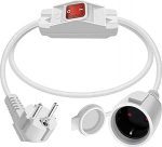 Schuko pikenduskaabel koos l&uuml;litiga, 16 A, 250 V, kaitsekontaktiga pikenduskaabel koos l&uuml;litiga, 3 x 1,0 mm&sup2; pikenduskaabel, IP44, v&auml;lis- v&otilde;i siseruumides kasutamiseks (90-kraadine valge, 1,5 m)