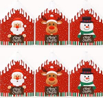 Komplekt 6 j&otilde;ulukatted 50 x 60 cm | Eemaldatav j&otilde;ulukaunistus koos j&otilde;uluvana, p&otilde;hjap&otilde;dra ja lumemehega