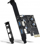 USB PCIE Card Power Delivery, PCI Express 3 port (t&uuml;&uuml;p C, 2 x t&uuml;&uuml;p A) PCIe USB 3.0 kiirlaadimiskaardi laienduskaart madala profiiliga klambriga lauaarvutile Windows XP/7/8/10 ja Mac OS jaoks.