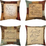Cushion Cover 80 x 80 cm Autumn Vintage Cushion Covers Set of 4, Velvet Double-Sided Cushion Covers with Invisible Zip, Decorative Cushion Cover, Throw Cushion Cover, Square Sofa Cushion Cover for