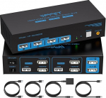 HDMI KVM l&uuml;liti, 2 monitori, 2 arvutit, 4K@60Hz, USB 2.0 monitori l&uuml;liti 2 arvutile, jagab kahte monitori ja 4 USB seadet, toetab laiendatud/kopeerimisrežiimi, juhtmega &uuml;hendatud