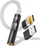 MoKo USB C ja 3,5 mm pesa DAC adapter pesa, k&otilde;rvaklappide adapter CX31993 MAX97220 DAC kiibiga, mis &uuml;hildub iPhone 17/17 Air/17pro/17 Pro Max, Galaxy S 25 seeria, iPad, Mac, mustaga.