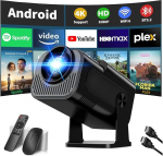 Mini projektor 4K, 1080P Full HD projektori video kaasaskantava projektori toetus WiFi 6 & Bluetooth 5.2, automaatne keystone'i reguleerimine sisseehitatud rakendused Smart 180&deg; p&ouml;&ouml;ramisega USB / TV Stick / HDMI jaoks