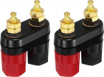 hankekaart Bananenstecker, 10 A, 5 x 4 mm, Einsatzmontage, Bananenbuchse, 4 mm Buchsenstecker f&uuml;r Bananenstecker, Rot und Schwarz, 2 St&uuml;ck