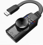 MEIRIYFA USB helikaardi v&auml;line virtuaalne 7.1 Surround Sound USB 2.0 v&auml;line helikaardi adapter koos helitugevuse reguleerimisega lauaarvutile, s&uuml;learvutile, peakomplektidele, k&otilde;rvaklappidele (must)