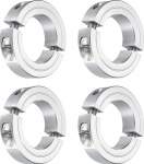sourcing map 4 Pieces Double Split Clamp for 1.5" Shank, Two Piece Clamp Collar 2-1/2" OD, 1/2" Thickness, Aluminum Alloy Set Screw Split Collar Clamp