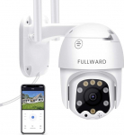 FULLWARD 3MP Outdoor Security Camera Human AI Motion Detection PTZ Dome 2.4G WiFi Home Security CCTV Camera Night Vision 2-Way Audio Waterproof Wireless Camera, P6slite App