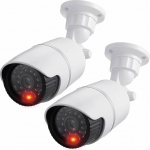 JUSTOP turvakaamerad, 2 x v&otilde;ltsitud kuuliga valvekaamera vilkuva LED-iga, veekindel sise- ja v&auml;litingimustes kasutamiseks, professionaalne must-valge korpus (2 tk)