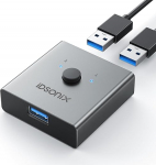 iDsonix USB 3.0 Switch 2 PC Aluminium, kahesuunaline USB l&uuml;liti 2 in 1 Out, jagamine Switch 2 arvutit jagavad 1 seadet printeri hiire klaviatuuri jaoks, toetab CarPlay, Android auto