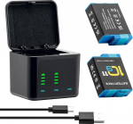 Hero 12 11 10 9 aku (2000mAh 2-pack) laetav Hero 11 aku ja 3K USB LCD akulaadijad, t&auml;ielikult &uuml;hildub GoPro Hero 12 Hero 11, Hero 10, Hero 9 (2 x akud + 1 x )