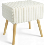Zedelmaier Pouffe Stool Dressing Table Foot Stool Upholstered Stool Vanity Stool Ottoman tugevate puidust jalgadega elutuppa magamistuppa esikusse Beež Faux Fur 42 x 31 x 44 cm