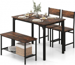 RELAX4LIFE s&ouml;&ouml;gilaudade komplekt 4-osaline s&ouml;&ouml;gitoa laud koos 2 tooliga pingiga, istumiskomplekt riiuliga, baarilaud metallraamiga, t&ouml;&ouml;stuslik disain, s&ouml;&ouml;gitoa komplekt k&ouml;&ouml;ki, s&ouml;&ouml;gituppa (Rustic Brown)