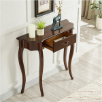 Konsole aus Massivholz mit Schubladen, schmaler Beistelltisch f&uuml;r den Eingangsbereich, Landhausstil-Sofatisch f&uuml;r Flur, Foyer, Wohnzimmer und Schlafzimmer(Walnut Color,89cm/35in)