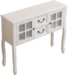 Schmales Sideboard, Konsolentisch Holz, Wasserfest und Strapazierf&auml;hig, Metallgriffe Im Retro Stil, Herausnehmbare Trennw&auml;nde(White,100x80x30cm/39x31x12in)