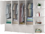 MAGIC SELECT riidekapp, modulaarne riiul, modulaarne riiete korraldaja garderoobikapp koju, hoiukapp magamistuppa, 20 moodulit, 3 renni, 175 x 140 cm, valge
