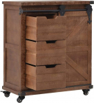 Lechnical Storage Cabinet Solid Fir Wood Sideboard Side Cabinet Kitchen Cabinet Hallway Cabinet Chest of Drawers with Slat Doors 64 x 33.5 x 75 cm Brown