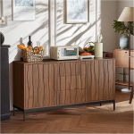 Tume tammepuust k&uuml;ljepaneel, 150 x 80 x 40 cm, 3 sahtlit, 2 uksega k&uuml;ljepaneel, k&ouml;&ouml;gim&ouml;&ouml;bel, sissep&auml;&auml;sukapp, dekoratiivne m&ouml;&ouml;bel k&ouml;&ouml;ki, elutuppa, sissep&auml;&auml;su, esikusse.