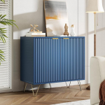 Sideboard Low 2 Door Storage Cabinet Navy Modern Sideboard Metal k&auml;epide ja jalad Gold K&ouml;&ouml;k elutuba magamistuba