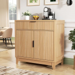 Sideboard, Buffet kapp koos hoiuga, Ribed Sideboard, Buffet sahtliga, Natural Credenza Storage Cabinet, puidust aktsent tabel, kohvibaar Station elutuppa, s&ouml;&ouml;gituppa, k&ouml;&ouml;ki ja