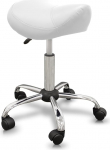 Quirumed Pony Stool Ergonoomiline terasraam Valge v&auml;rvi kunstnahast polsterdus Reguleeritava k&otilde;rgusega polsterdatud iste P&ouml;&ouml;rlevad rattad 150kg