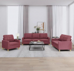 Gecheer 3-osaline diivan komplekt Diivan Diivan komplekt Polsterdatud Lounge diivan Diivan Diivan komplekt Istme m&ouml;&ouml;bel Elutoa diivan Polsterdatud m&ouml;&ouml;bel Sohva diivan Disain diivan Aia diivan koos padjaga Viinipunane kangas