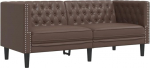 vidaXL Chesterfield diivan 2-kohaline diivan koos k&auml;etoedega seljatoe tugijalgadega polsterdatud diivan elutoa diivanite komplekti pruunist kunstnahast