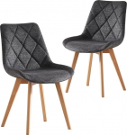 B&D home Tania s&ouml;&ouml;gitoatoolide komplekt (2 tk) - polsterdatud toolid ergonoomilise istmekattega, kootud kangas, antratsiit, t&auml;ispuidust jalad, naturaalne, skandinaavia disain s&ouml;&ouml;gituppa, k&ouml;&ouml;ki, kontorisse, elutuppa.