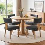 S&ouml;&ouml;gitoa toolid seljatoega ilma k&auml;etugedeta, 4 tooli, tumehall, linased k&ouml;&ouml;gitoolid puidust jalgadega elutuppa, k&ouml;&ouml;ki, magamistuppa