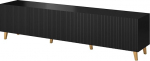 BIM Furniture PAFOS TV kapp 200 cm freesitud esipaneeliga Kvaliteetne MDF madallaudne kapp TV laud Sideboard kapp Hi-Fi laud TV laud Skandinaavia jalad (must)