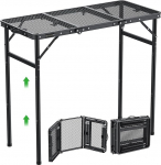GARLLEN Kokkupandav grill-laud, 90 x 40 cm ja 3 reguleeritava k&otilde;rgusega (27/51/75 cm), kerge ja kaasaskantav, kokkupandav laud, telkimislaud, k&uuml;ljelaud, aialaud, piknikulaud, v&auml;ike grill-laud telkimiseks (3 sektsiooni)