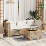Gartensofa Schwarz Poly Rattan mit abnehmbaren und waschbaren Kissen, Gartenecke aus Polyrattan, Garten Lounge Set mit Polsterung und Gartenm&ouml;bel f&uuml;r den Au&szlig;enbereich