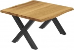 LAMO Manufaktur LKB-01-A-003-9005D S&ouml;&ouml;gilaud, k&ouml;&ouml;gilaud, kirjutuslaud, kohvilaud, valmistatud t&auml;ispuidust, laineriga 60 x 60 x 47 cm (AxWxH), disain, rustikaalne/must,